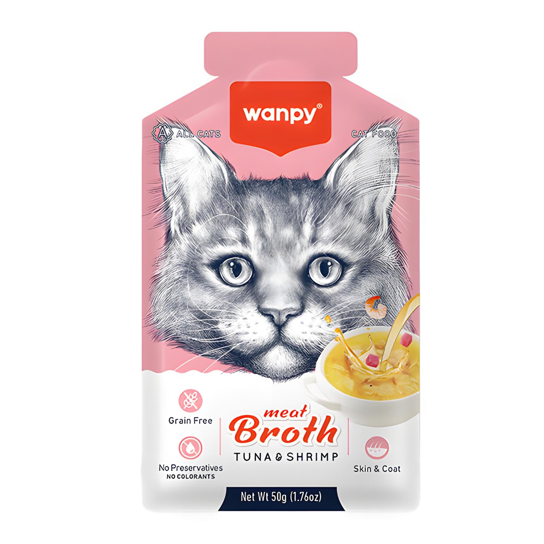 Wanpy Ton Balıklı ve Karidesli Tahılsız Kedi Çorbası 50gr