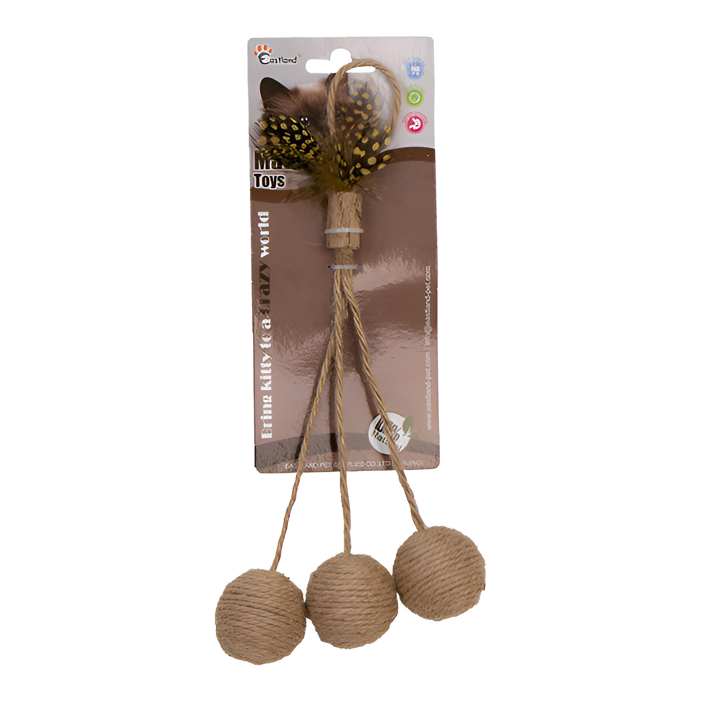 Eastland İpli Tüylü Çıngıraklı Top Kedi Oyuncağı 6cm