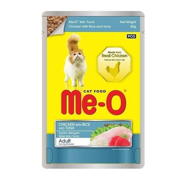 Me-O Pouch Tavuklu Pirinçli ve Ton Balıklı Kedi Maması 80gr 12li