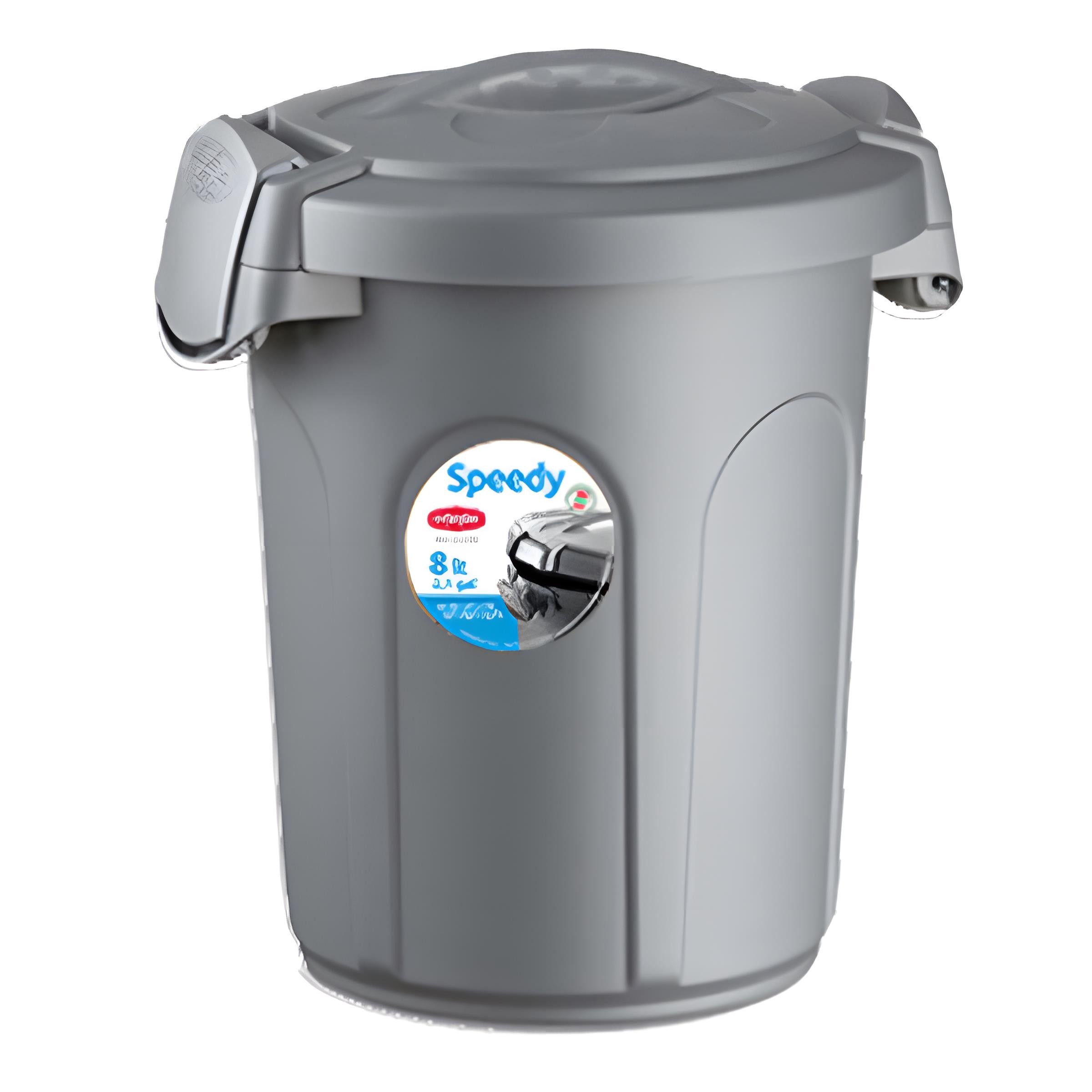 Stefanplast Speedy Yuvarlak Mama Saklama Kabı Gri 8Lt