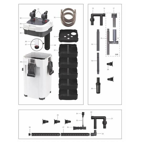 Sobo 903F UV Lambalı Dış Filtre 9W 1000L/S