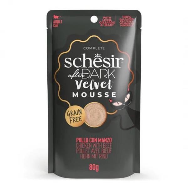 Schesir After Dark Velvet Mousse Tavuklu ve Sığır Etli Pouch Kedi Maması 80gr 6lı