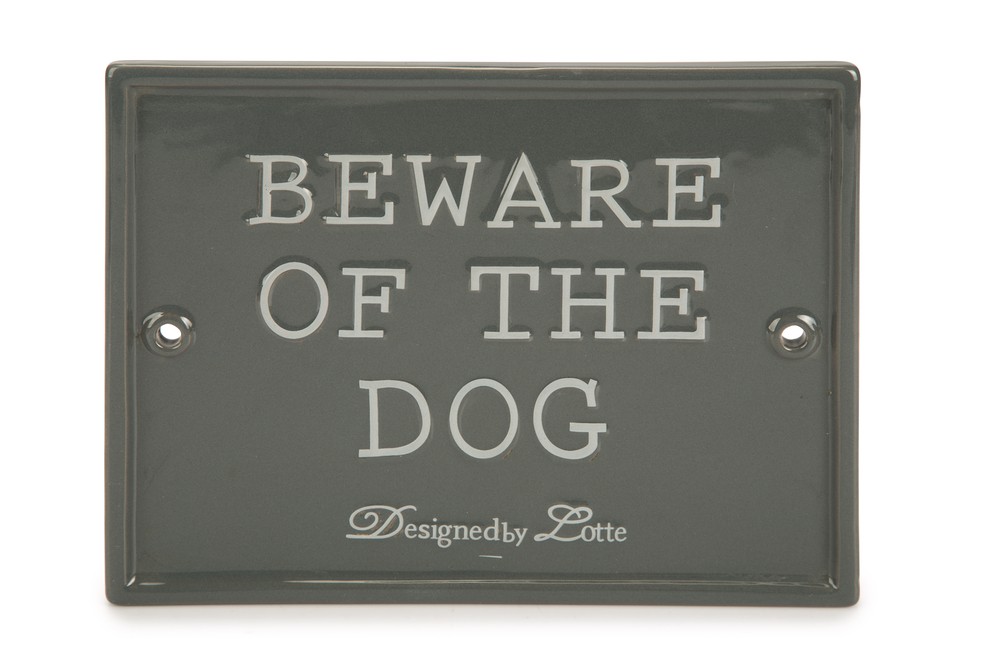 Beeztees DBL Dikkat Köpek Var Uyarı Tabelası, Seramik, Gri, 20x16cm
