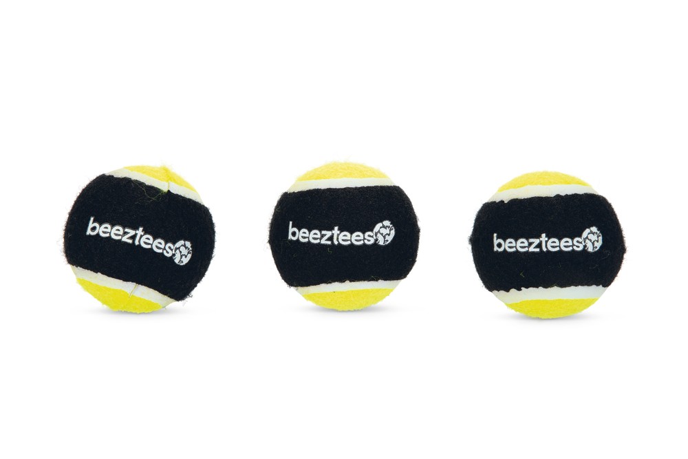 Beeztees Köpek Oyuncağı, Tenis Topu, Siyah/Sarı, 3 Adet, 6,3cm