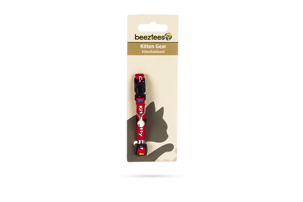 Beeztees Yavru Kedi Boyun Tasması, Zilli, Kırmızı, 17,5-23cm