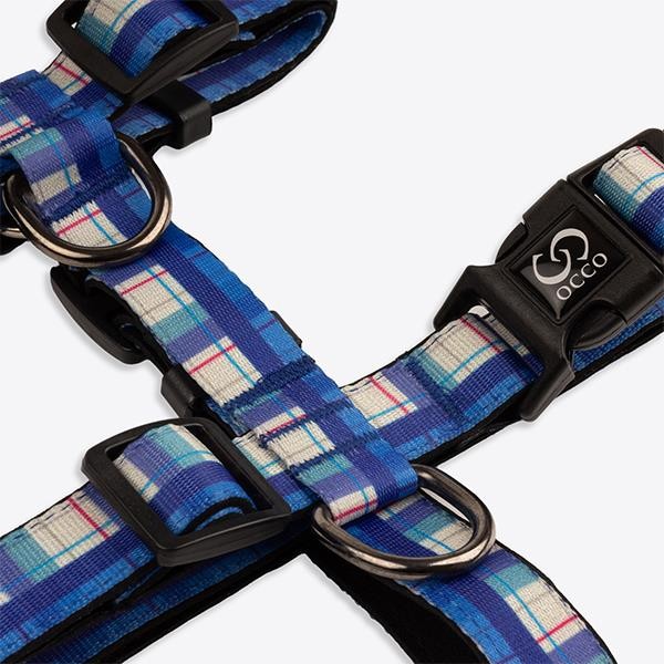 Occo Indigo Gingham H-Harness Köpek Göğüs Tasması Small