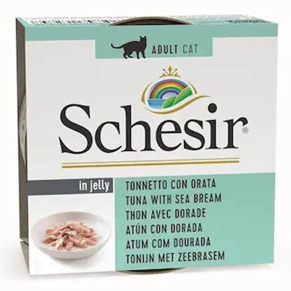 Schesir Jelly Ton Balıklı ve Çipura Balıklı Konserve Kedi Maması 85gr