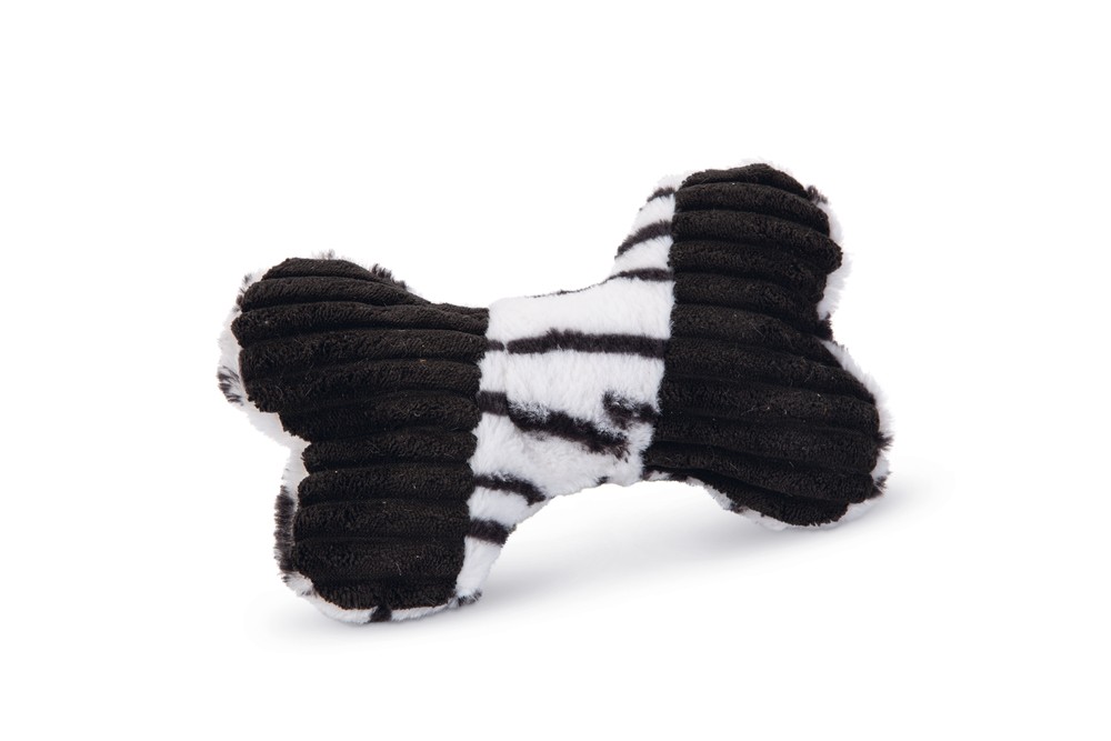Beeztees Köpek Oyuncağı, Sesli, Kemik, Peluş, Siyah/Beyaz, 18x13x3cm