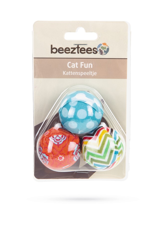 Beeztees Kedi Oyuncağı, Renkli Kumaş Top, 3 Adet, 4cm