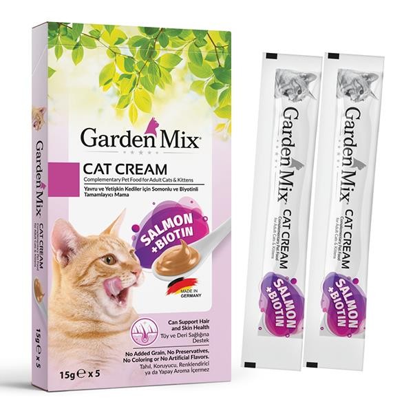 Gardenmix Somon ve Biotinli Kedi Krema Ödülü 75gr 5li Paket