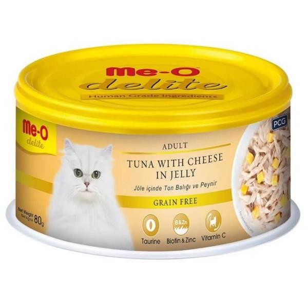 Me-O Delite Jelly Ton Balığı ve Peynirli Konserve Kedi Maması 80gr 12li