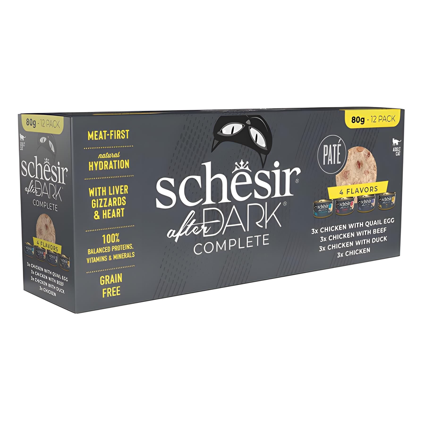 Schesir After Dark Pate Et Suyunda Karışık Lezzetler Yetişkin Kedi Konservesi 12x80gr