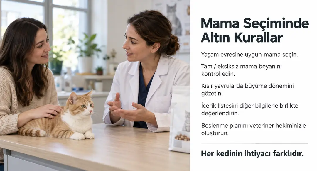 Her kedi farklıdır; en iyi mama, kedinizin bireysel ihtiyaçlarına ve veteriner hekiminizin önerilerine en uygun olandır.