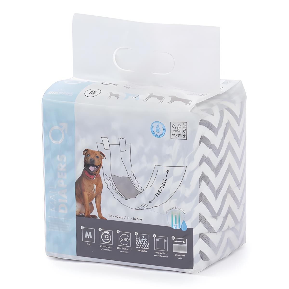 M-Pets Diapers Erkek Köpekler İçin Külot M 12li