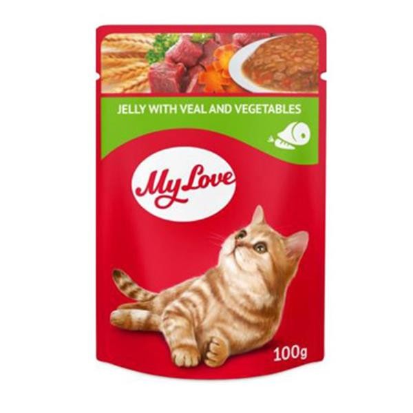 My Love Pouch Jöleli Dana Etli Sebzeli Yetişkin Yaş Kedi Maması 100gr - 24 adet