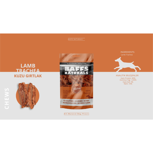 Baffs Natural Kuzu Gırtlağı Köpek Ödülü 100Gr