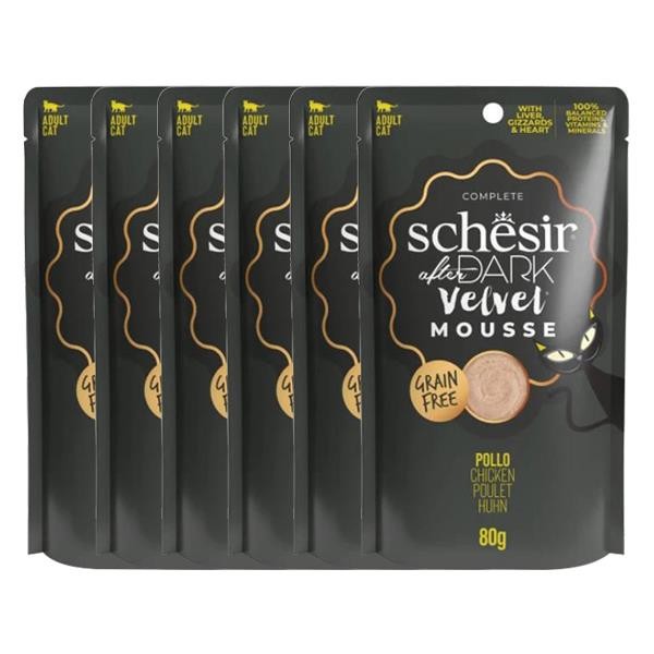 Schesir After Dark Velvet Mousse Tavuklu Pouch Kedi Maması 80gr 6lı