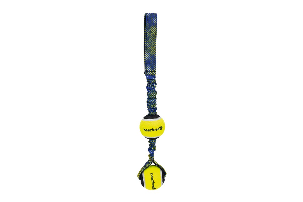 Beeztees Köpek Oyuncağı, Yüzen, Tutamaçlı İki Tenis Topu, Mavi/Sarı, 44x6,3x6,3cm
