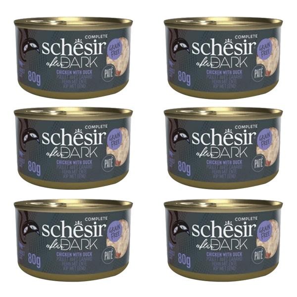 Schesir After Dark Pate Tavuklu ve Ördekli Konserve Kedi Maması 80gr 6lı