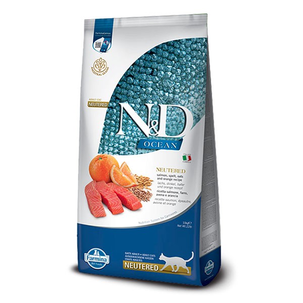 ND Düşük Tahıllı Somonlu ve Portakallı Kısırlaştırılmış Yetişkin Kedi Maması Paketten Bölme 1 Kg