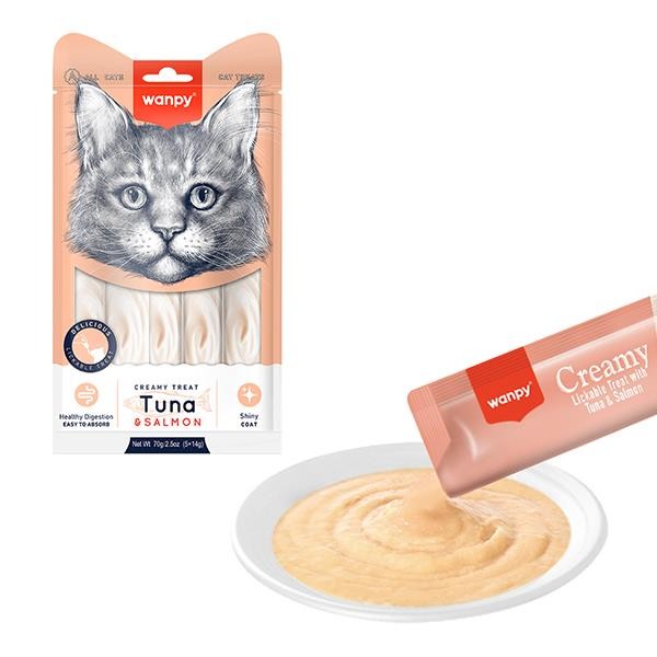 Wanpy Ton Balıklı ve Somonlu Krema Kedi Ödülü 5x14gr