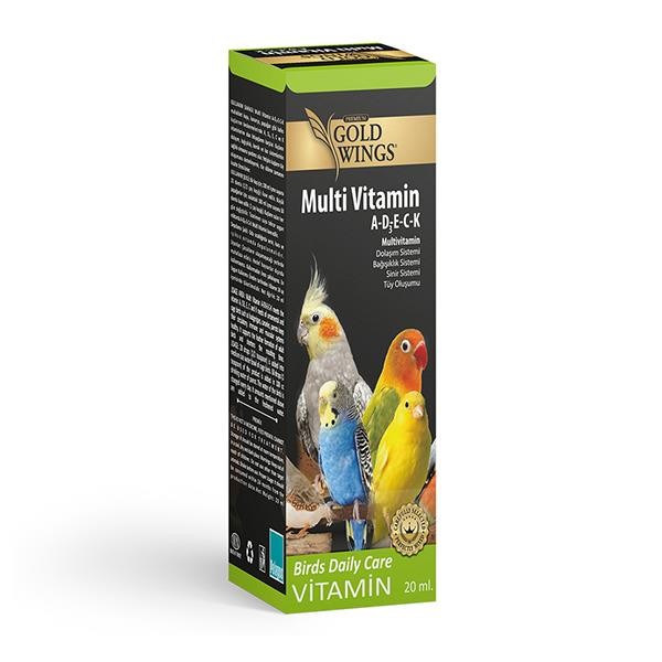Gold Wings Premium Multi Vitamin Kuşlar İçin Tüy Oluşum Desteği 20ml