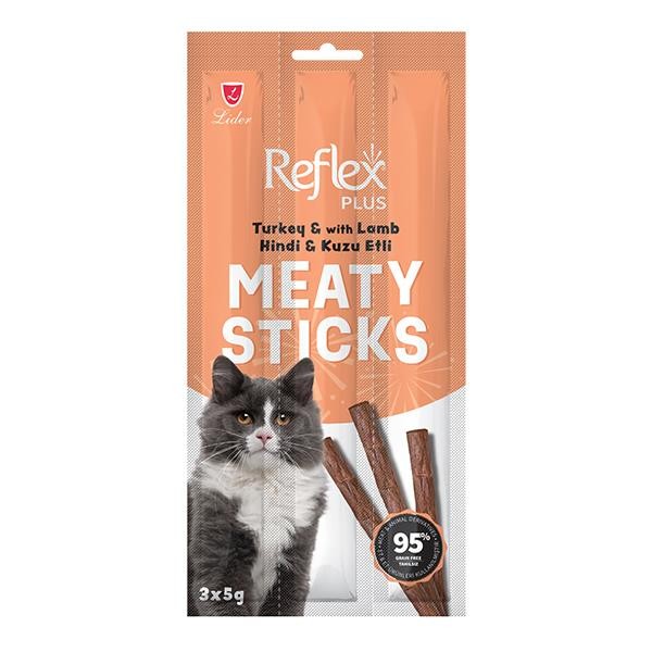 Reflex Plus Hindili ve Kuzulu Tahılsız Kedi Ödülü Çubuğu 15gr 3lü Paket