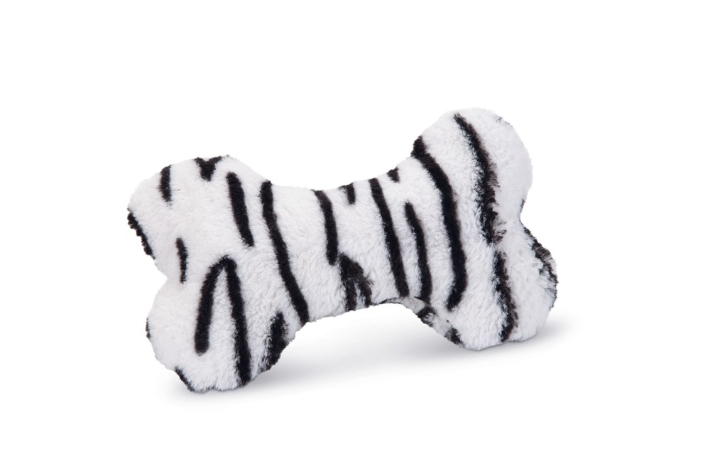Beeztees Köpek Oyuncağı, Sesli, Kemik, Peluş, Siyah/Beyaz, 18x13x3cm