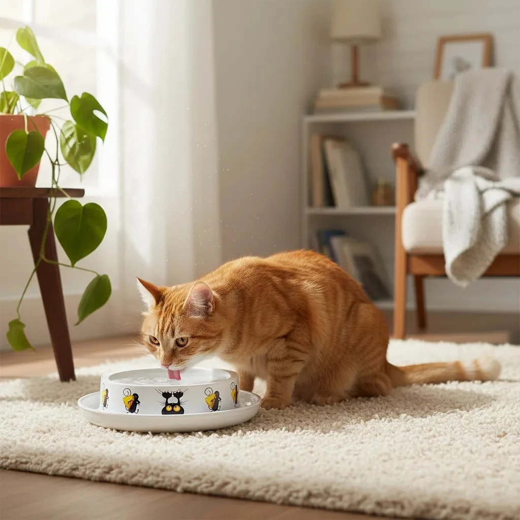 Moderna Trendy Kedi ve Fare Desenli Kedi Mama Kabı 210ml