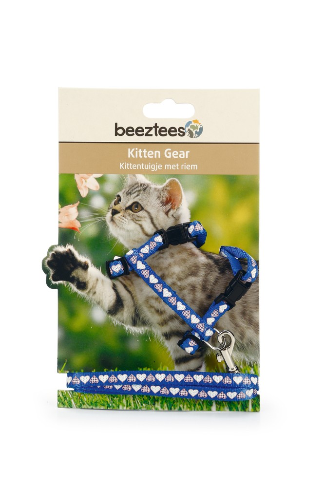 Beeztees Yavru Kedi Göğüs Tasması ve Gezdirme Kayışı 120cm, Mavi, 16-25cm Boyun, 23-36cm Göğüs