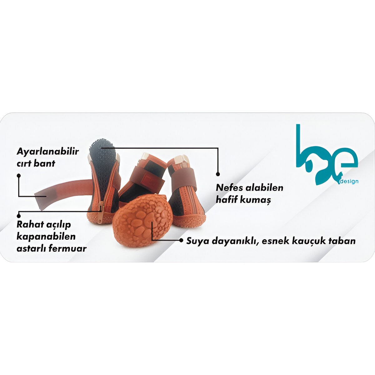Be Design Lastikli Siyah Gri Köpek Ayakkabısı No 2