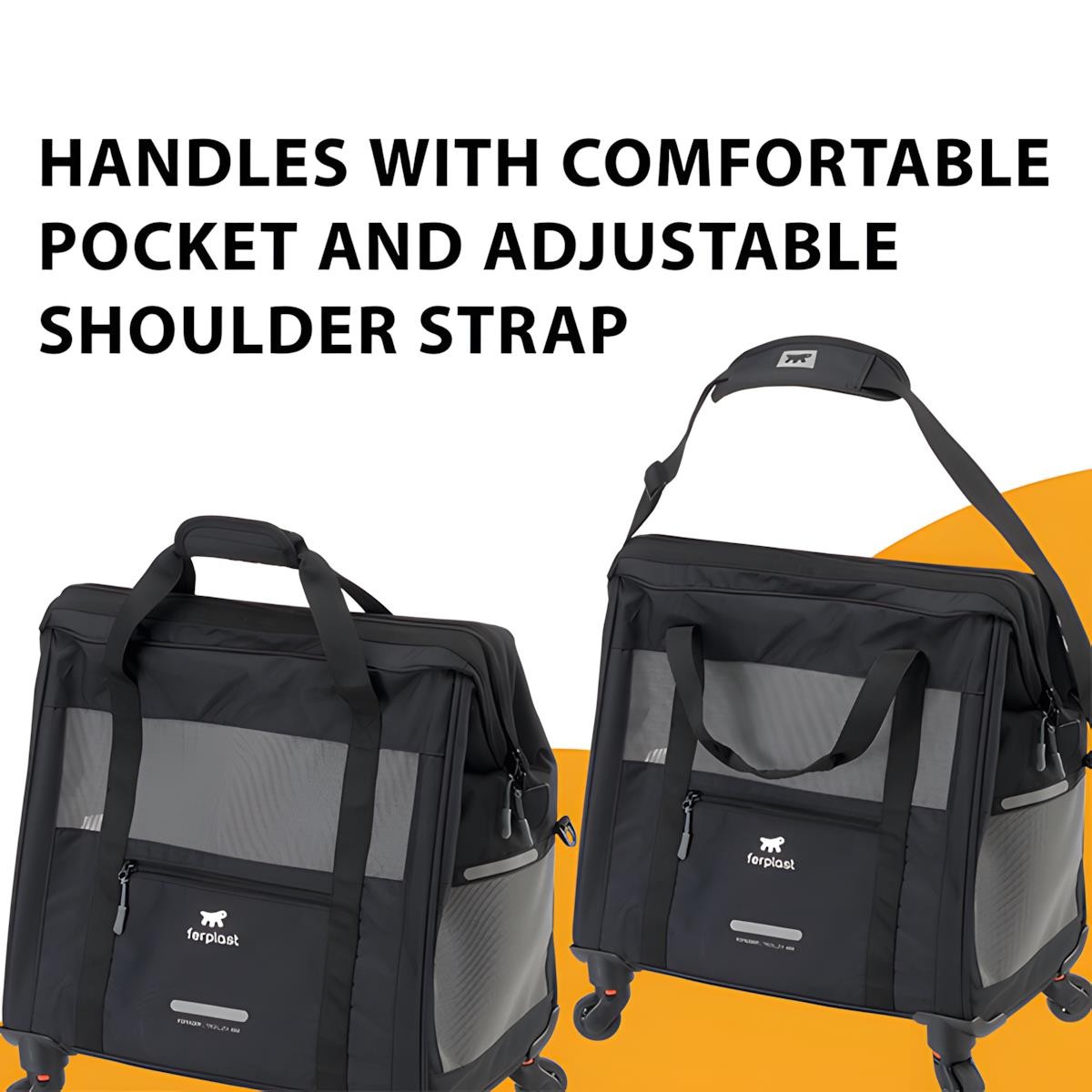 Ferplast Voyager 450 Tekerlekli Evcil Hayvan Taşıma Çantası Siyah 46x26x48cm