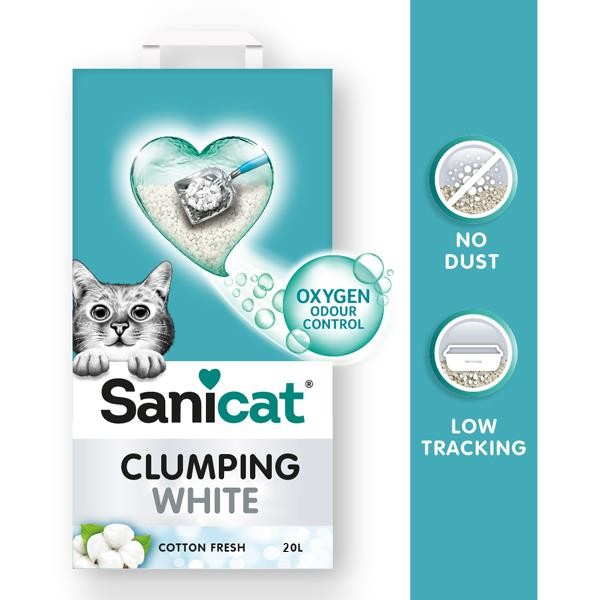 Sanicat Clumping White Cotton Fresh Topaklanan Kedi Kumu 20Lt