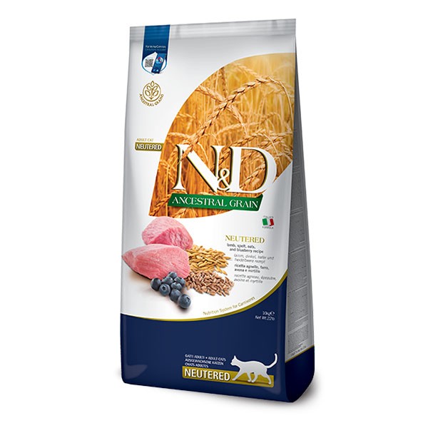 ND Düşük Tahıllı Kuzu Etli ve Yaban Mersinli Kısırlaştırılmış Yetişkin Kedi Maması Paketten Bölme 1 Kg