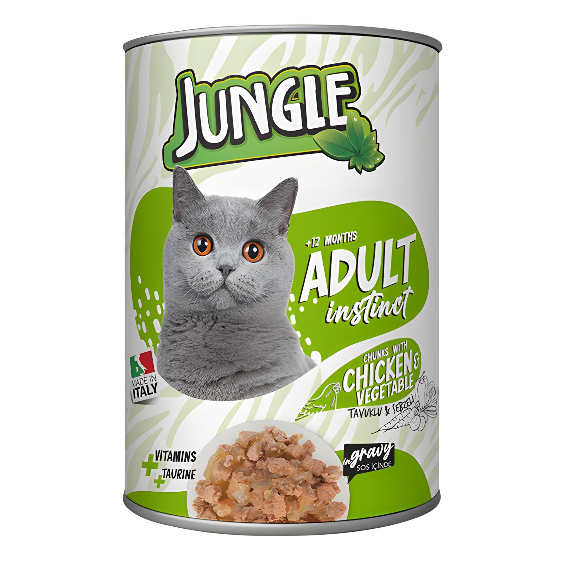 Jungle Tavuklu ve Sebzeli Yetişkin Konserve Kedi Maması 415gr