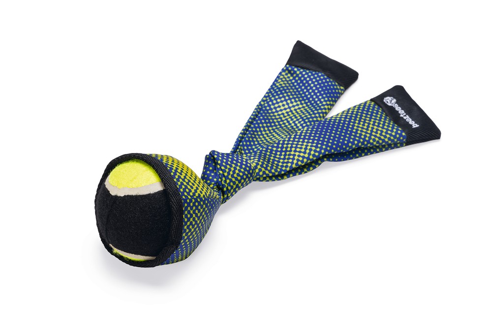Beeztees Köpek Oyuncağı, Yüzen, Tenis Topu ve Kumaş Fırlatma, Mavi/Sarı 29cm
