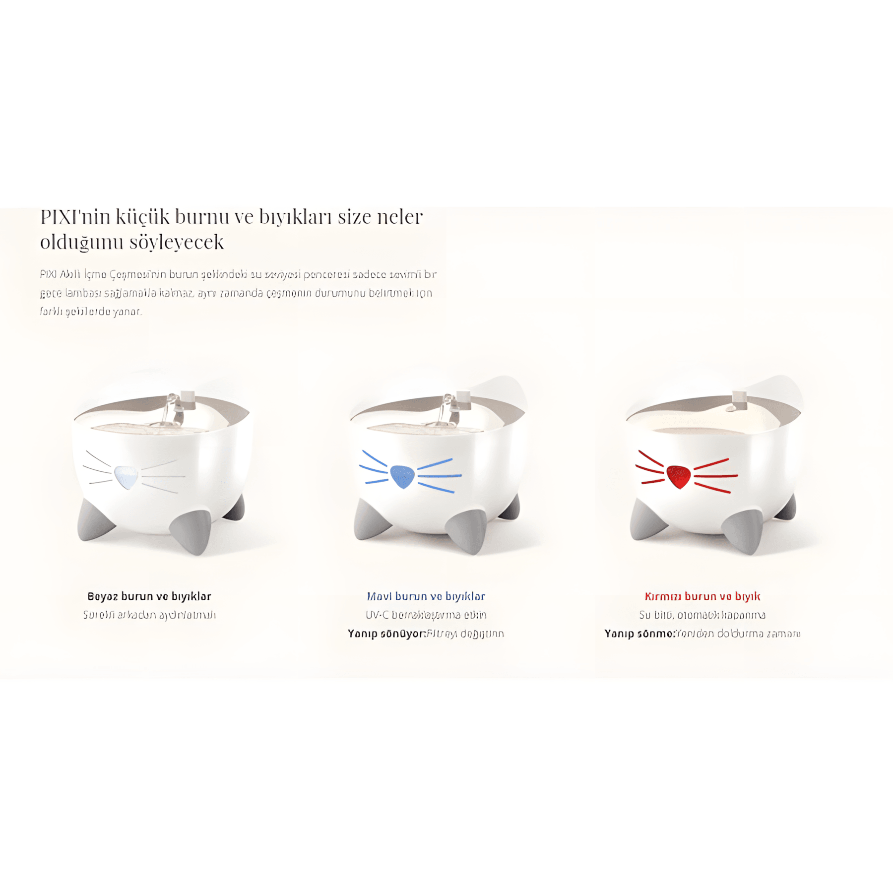 Catit Pixi Fountain Çelik Hazneli Led Işık Otomatik Kedi Su Pınarı Beyaz 2Lt