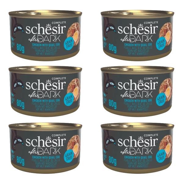 Schesir After Dark Tavuklu ve Bıldırcın Yumurtalı Konserve Kedi Maması 80gr 6lı