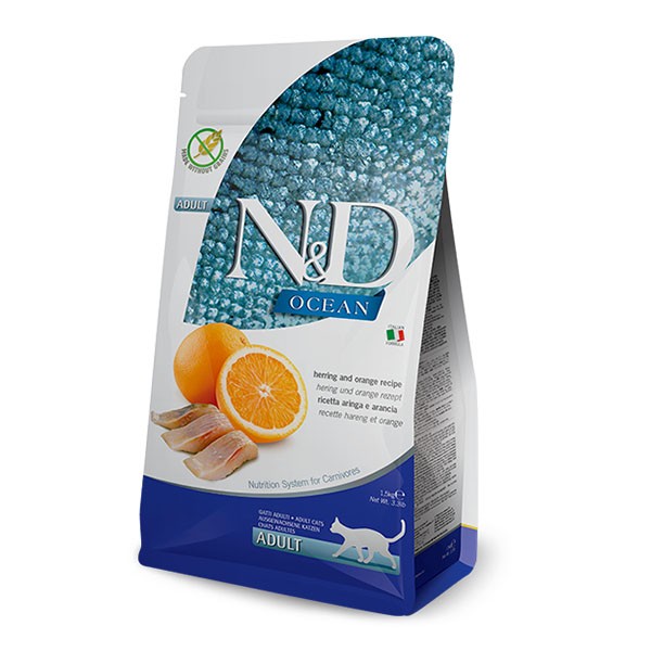 ND Ocean Ringa Balığı Portakallı Tahılsız Yetişkin Kedi Maması 10 Kg