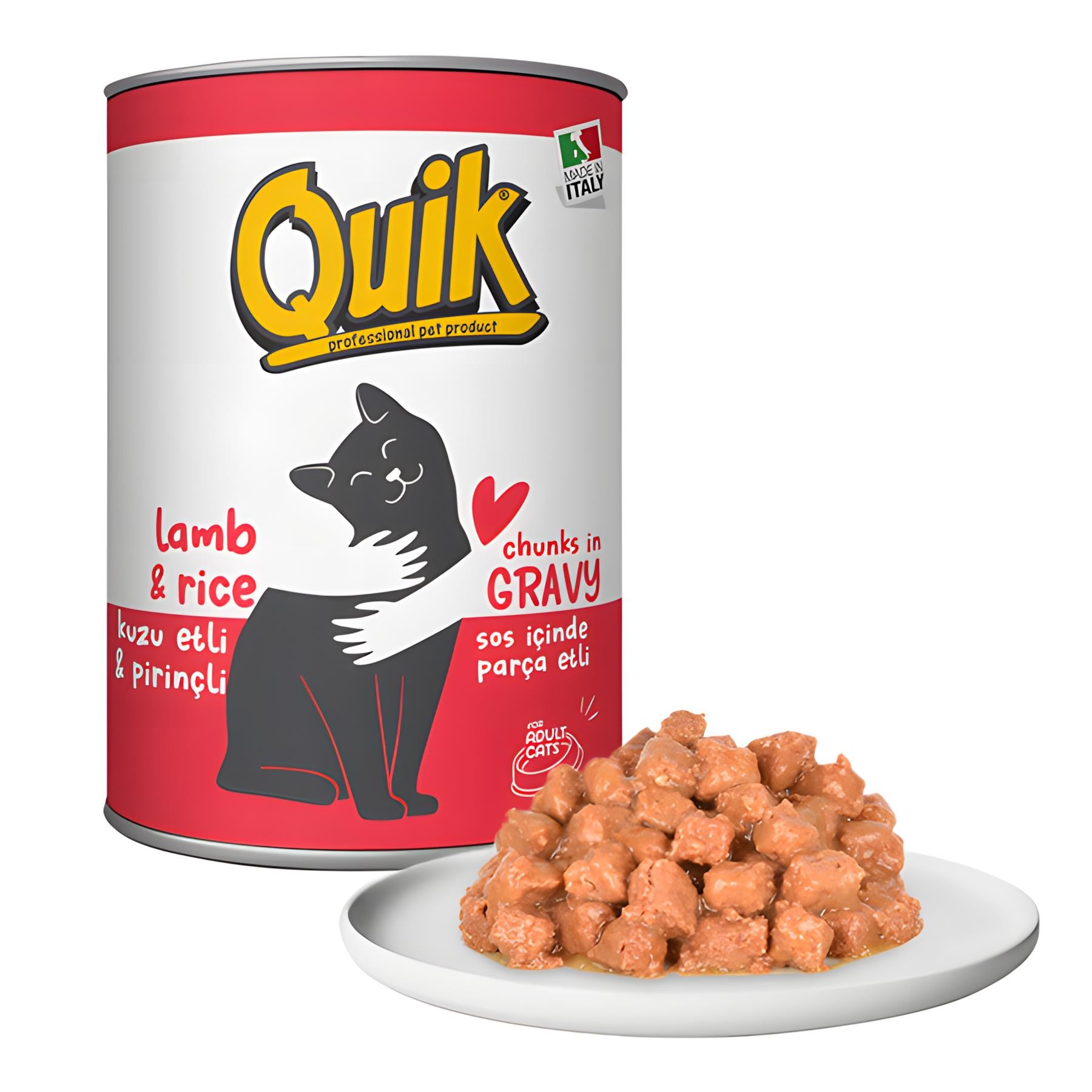 Quik Kuzu Etli ve Pirinçli Yetişkin Konserve Kedi Maması 415gr