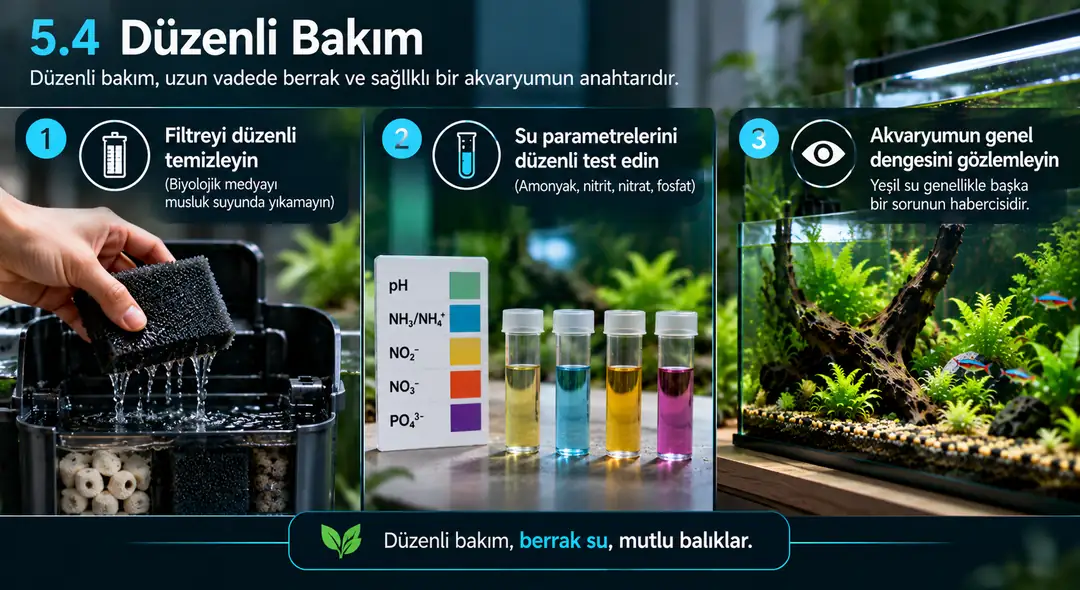 Filtreyi düzenli olarak temizleyin&nbsp;(biyolojik medyayı musluk suyunda yıkamayın)&nbsp;&nbsp;