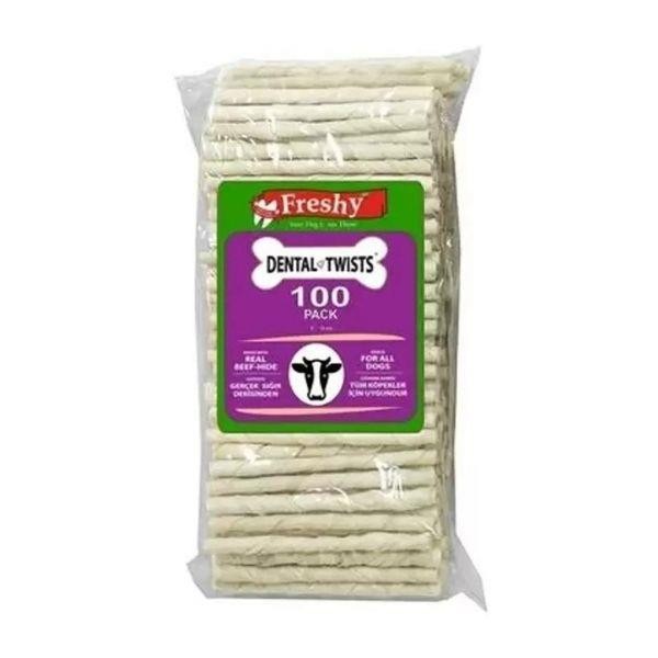 Freshy Dental Twist Sütlü Burgu Çubuk Köpek Ödülü 600gr 100lü