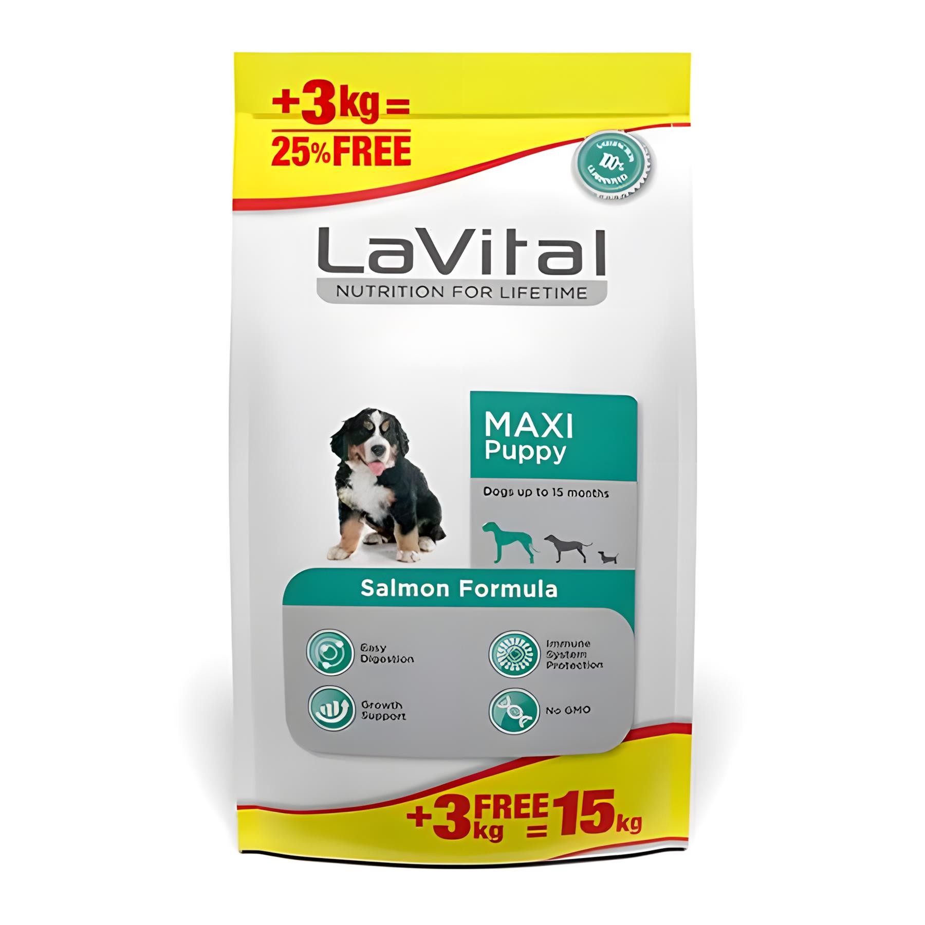 LaVital Somon Balıklı Büyük Irk Yavru Köpek Maması 12+3 Kg