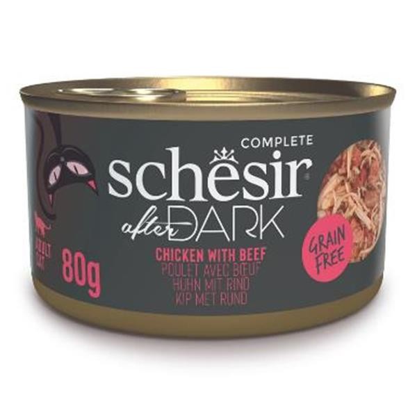 Schesir After Dark Tavuklu ve Sığır Etli Konserve Kedi Maması 80gr 6lı