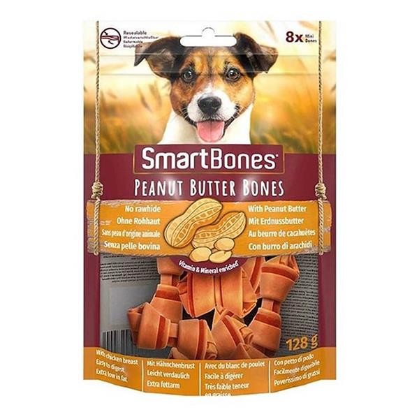 SmartBones Peanut Butter Bones Fıstık Ezmeli Mini Kemik Köpek Ödülü 128Gr 8li