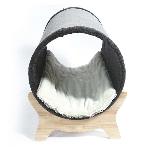M-Pets Tunnel Elevated Ahşap Ayaklı Kedi Yatağı Gri 47x47x26Cm