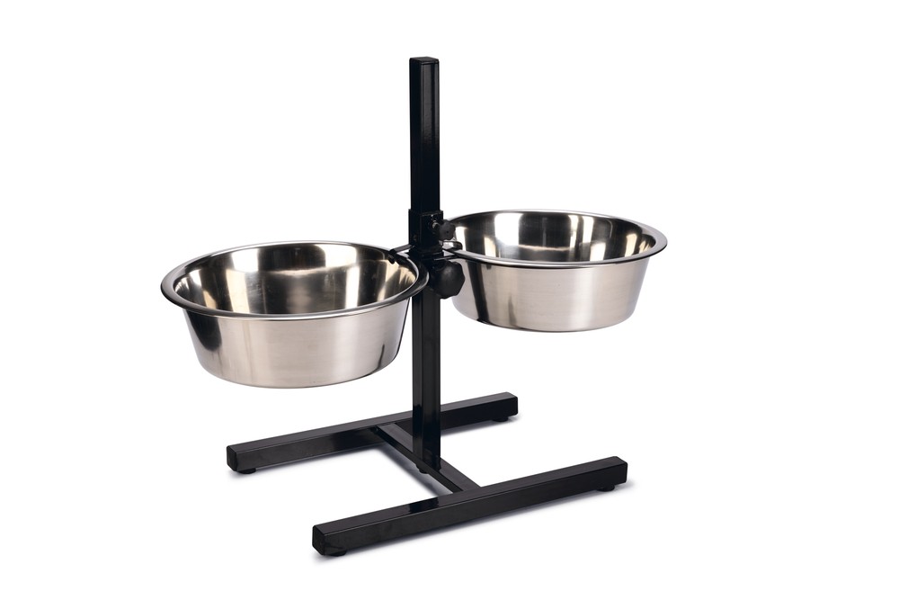 Beeztees Köpek İkili Mama Su Kabı, Ayaklı, Paslamaz Çelik, 28cm, 2x4,5L