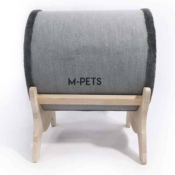 M-Pets Tunnel Elevated Ahşap Ayaklı Kedi Yatağı Gri 47x47x26Cm