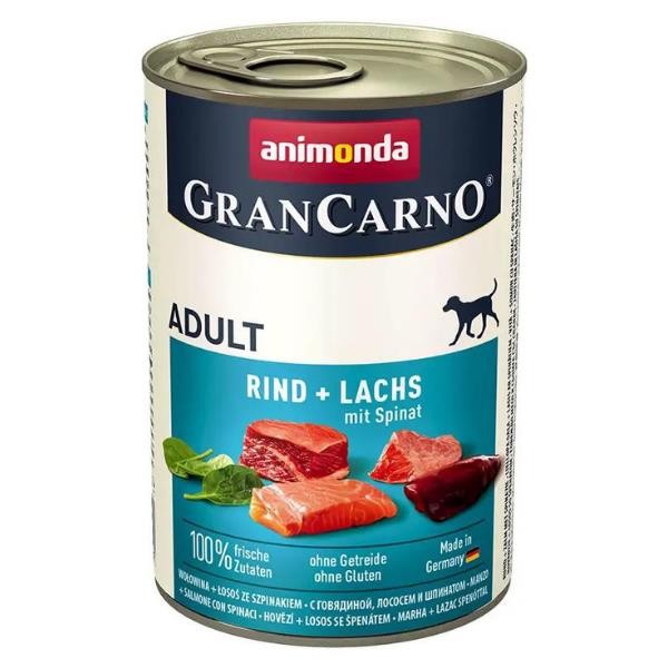 Animonda Gran Carno Adult Sığır Etli ve Ispanaklı Yetişkin Köpek Konservesi 400gr