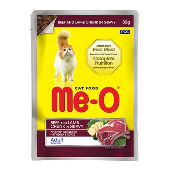 Me-O Pouch Kuzu Etli ve Dana Etli Kedi Maması 80gr 12li